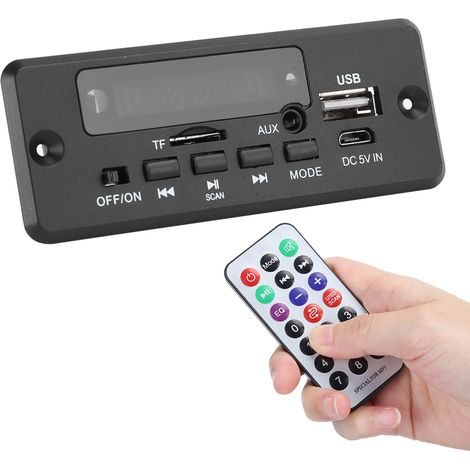 Carte décodeur MP3 Bluetooth, module amplificateur lecteur avec affichage numérique 2x3W, fournitures noires