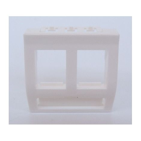 Plastron saillie double RJ45 pour 2 connecteurs MK (non incl) 45x45mm blanc avec porte-étiquette MMC MK6452C