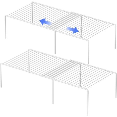 Étagère de cuisine extensible - pour le plan de travail et le rangement dans les placards - 2 pièces, blanche (1/5)