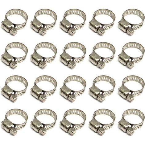 Collier de serrage tuyau réglable 10-16mm en acier inoxydable 304 Lot de 20 pièces Résistant à la corrosion pour tuyaux d'eau et gaz (1/5)