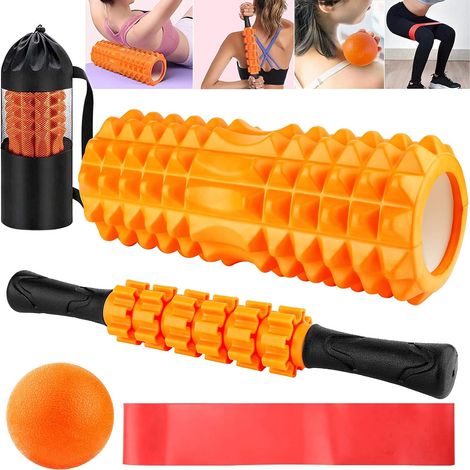 Faszienrolle, 5-in-1 Schaumstoffrollen-Set, inklusive Massagerolle, Massagestab, Faszienball, Fitnessgürtel und Aufbewahrungstasche, für Faszientraining und Verbesserung des Bindegewebes.