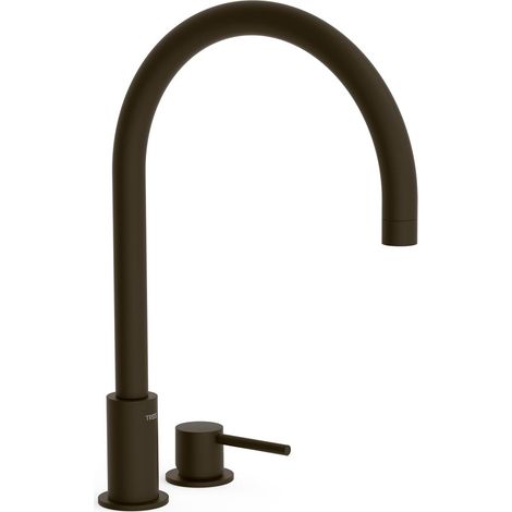 Lavabo mitigeur sur gorge Noir Métallisé Brossé STUDY - TRES 26110501KMB (1/2)