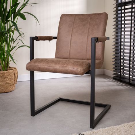 Chaise de salle à manger industrielle Taupe Microfibre Jackson - (1/5)