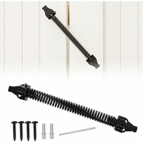 Chiudiporta a molla da 35,6 cm, chiudiporta automatico in metallo regolabile, molla di chiusura nera per cancelli in legno e vinile (360 mm) - Crezuo