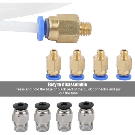 tubes PTFE PTEE, 4 raccords rapides PC4 M6 + 4 raccords pneumatiques droits PC4 M10 (1/5)