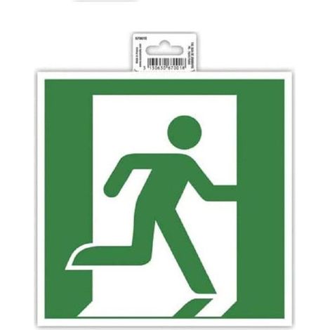 Plaque de signalisation - EXACOMPTA - Évacuation droite - Auto-adhésif - 200x200 mm - Blanc