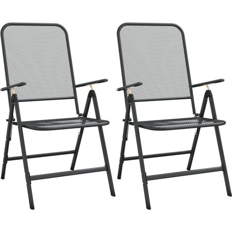 Maison Exclusive - Sedie Giardino Pieghevoli 2 pz Rete Metallica Espansa Antracite