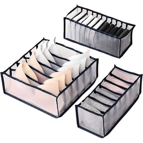 Caja de almacenamiento para vaqueros, organizador de ropa, caja de almacenamiento plegable tipo cajón, organizador de ropa lavable con separadores, adecuado para guardar vaqueros, leggings, camisetas, (1/5)