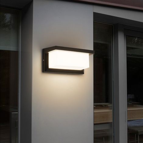 Applique Murale Extérieur Moderne LED 12W étanche IP65 En Aluminium Anthracite Eclairage Décoration Lumière Pour Cour Jardin Terrasse Proche Mur Pathway Patio Villa Couloir Blanc Froid