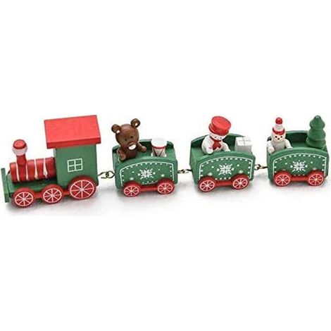 1 Train de Noël, décoration bois, vert, 21x6x3cm, accessoire fête, salon chambre enfant (1/5)
