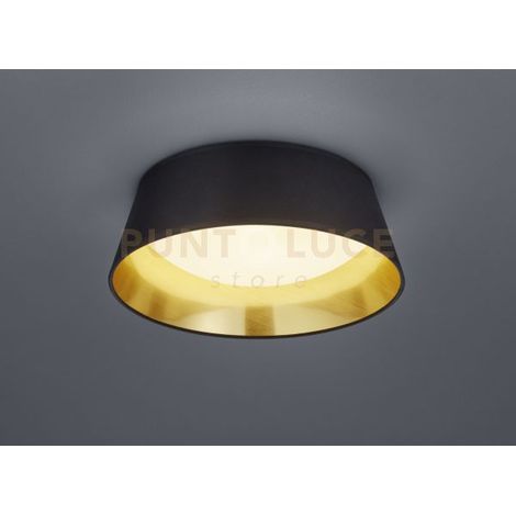 PONTS PLAFONIERA LED 14W 500lm, 3000K DIFFUSORE METACRILATO BIANCO CON PARALUME NERO INTERNO ORO D.34CM