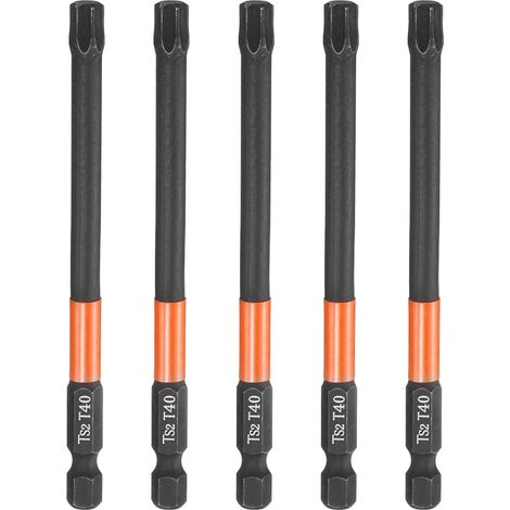 5Pcs Embout Tournevis Torx T40 1/4" Hex Shank Longueur 4" (100mm) (1/5)