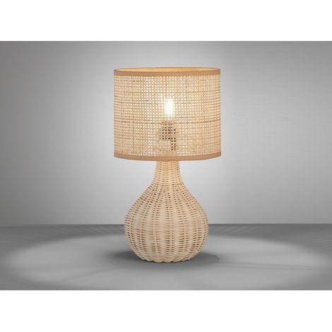 LED Tischlampe dimmbar aus Korbgeflecht, Höhe 37cm (1/5)