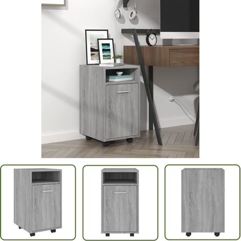 The Living Store Beistellschrank mit Rollen Grau Sonoma 33x38x60cm Holzwerkstoff - Sideboard - Beistellschrank - Wohnzimmermöbel - Regal - Grau (1/5)
