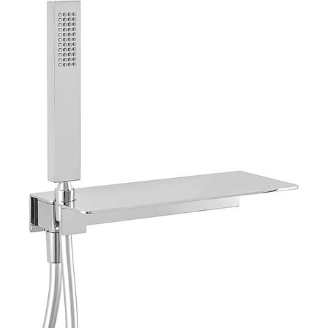 Set doccia cromato con doccetta ripiano portasapone e flessibile (1/5)