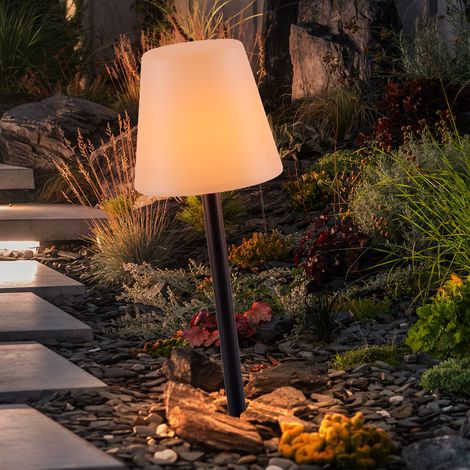 Tischlampe Außen Steckleuchte weiß LED Tischleuchte dimmbar Akku Gartenlampe modern Wegeleuchte, schwarz, LED 2W 100lm 3000K warmweiß, DxH 16,5x76 cm
