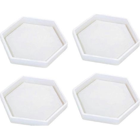 4er-Pack sechseckige Silikon-Untersetzerformen, Silikonharzform, transparente Epoxidformen zum Gießen mit Harz (1/5)