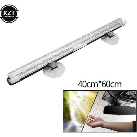 Accessoires auto noirs - Pare-soleil rétractable pour vitres latérales de voiture - Rideau pare-soleil automatique - Film pour vitres - Meilleure vente - 40 x 60 cm - Argent (1/5)
