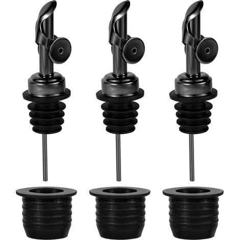 6pcs Bec Verseur Alcool et Adaptateurs, Acier Inoxydable Verseur Bouteille Alcool Verseur Bouteille Huile pour la Maison Bar Grandes Bouteilles Taille de col Jusqu'à 25mm (1/5)