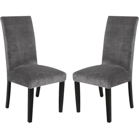 Lot de 2 housses de chaise en velours gris avec dossier à ailettes, robustes, amovibles, lavables et réutilisables – Pour salle à manger, banquet, décoration d'intérieur (gris – Lot de 2) (1/5)