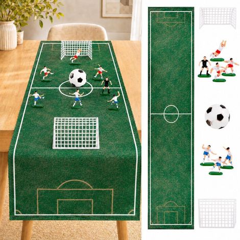 Fußball Tischläufer mit Mini-Mannschaft & Toren, wiederverwendbar