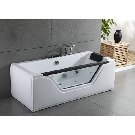 Sanitaire – Baignoire balnéo rectangulaire 170x80cm – 6 hydrojets – Chromothérapie 7 couleurs – Pompe 750W – Volume 240L (1/5)