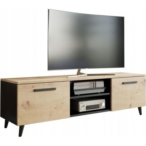 Mobile TV in stile scandinavo per TV Bergen 120 cm artigianale/nero (1/3)