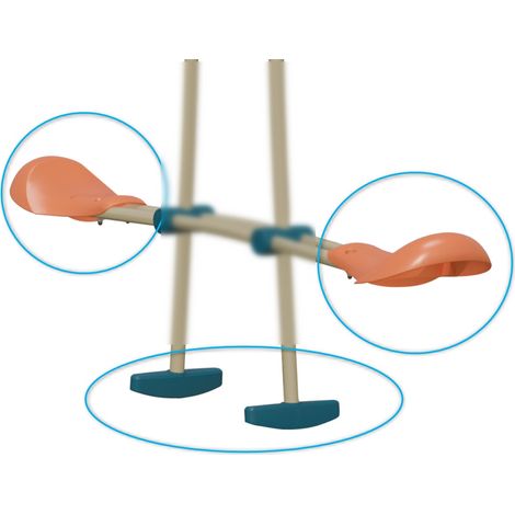 Trigano – Lot de 2 sièges ergonomiques corail avec 2 pieds bleus – Pour balançoires face à face – Installation simple et rapide