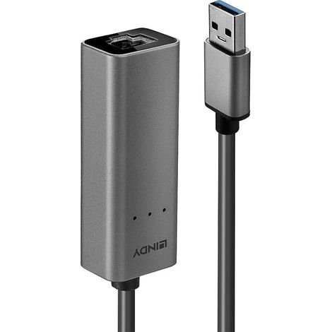 Adaptateur réseau LINDY 2.5 GBit/s USB 3.1 (Gen 1), Gigabit-LAN (1/2.5 Gbit/s), RJ45