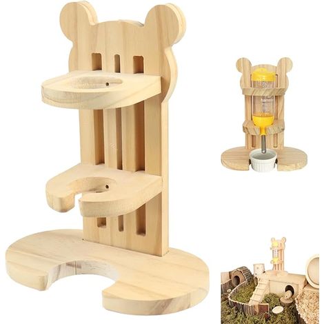Small Animals Dispenser Bottle for Hamsters, Rodent Bottles, Suitable for Hamsters, Rabbits and Other Small Animals (Wood, Plastic) (1/5)