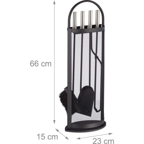 Ensemble d'outils de cheminée moderne 5 pièces design simple 60 x 20 x 20 cm en acier gris (1/4)