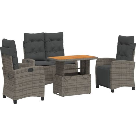 Maison Exclusive - Set da Pranzo da Giardino 4 pz con Cuscini in Polyrattan Grigio (1/5)