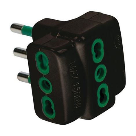 ADATTATORE TRIPLO 16A-16A GARANTI - NERO 2P+T- 10 pezzi