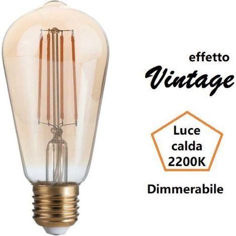 LAMPADINA EDISON A LED 4W LUCE CALDA 2200K 330 LM E27 DIMMERABILE VETRO AMBRATO (1/2)