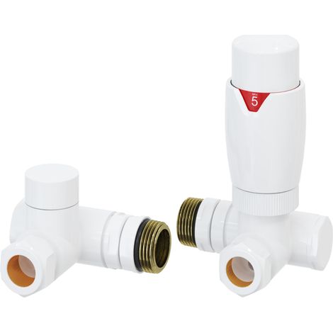 Reina Modal Dual Fuel Corner Radiator Valves Pair - White