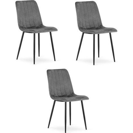 Silla Lava - Terciopelo gris oscuro x 3 (1/5)