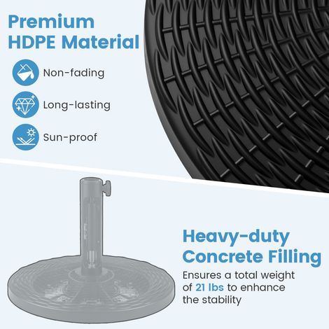 Concrete Patio Umbrella Base, Rattan Pattern, 21 lbs, Black (1/5)