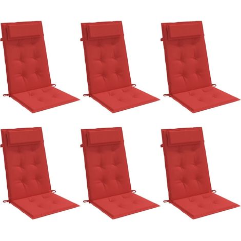 vidaXL Highback Chair Cushions 6 pcs Red Oxford Fabric