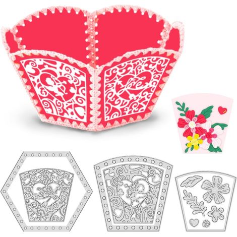 Lot de 3 matrices de découpe en métal pour la Saint-Valentin, la fabrication de cartes, le scrapbooking, le gaufrage de photos, la décoration de la Saint-Valentin (1/5)