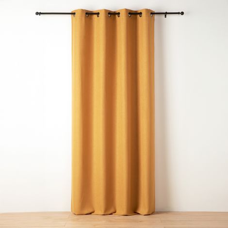 Rideau tamisant aspect flammé Jaune 140x240 cm (1/2)