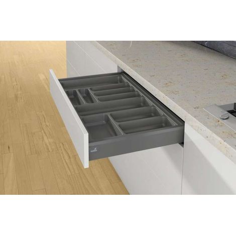 Range-couverts orgatray 440 anthracite - Pour caisson AvanTech You de largeur : / - Largeur maxi : 900 mm - Largeur mini : 801 mm - Pour caisson Arcitech de largeur : 1000  - HETTICH