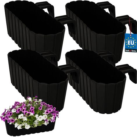 KOTARBAU® Jardinière de balcon ovale rustique anthracite 400 mm, lot de 4 (1/5)