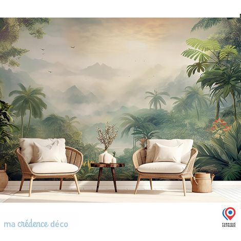 Papier peint : Fresque tropicale lointaine et colorée - Intissé - L.200 x H.280 cm (1/5)