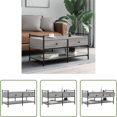 Table basse sonoma gris - Table basse sonoma gris 99x50x50 cm bois d'ingénierie (1/5)