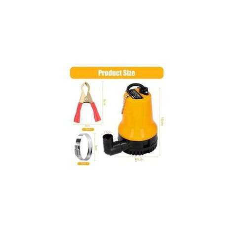 12V Pompe à eau submersible Pompe submersible 50W 4200L / H Pompe à courant continu Pompe à eau sale Longueur de ligne portable 2,3 mètres Avec pince, pour étang à poissons propre et sale (1/4)