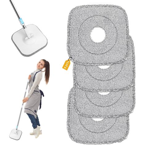 Têtes de balai de rechange 22x22cm, lot de 4, compatibles avec les accessoires Alanberg, pour le détachage (1/5)