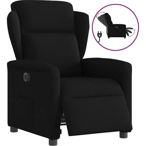 Fauteuil électrique inclinable en tissu noir – Siège relax avec fonction de relevage, réglage de l’inclinaison et soutien lombaire, idéal pour seniors et personnes à mobilité réduite (1/5)