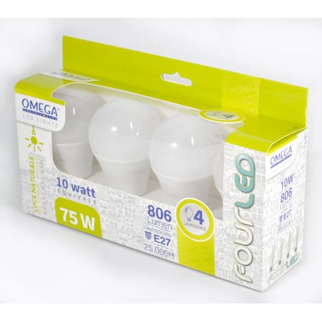 GOCCIA LED : Set in scatola 4Pz A60-10W 4000K D12G12 Driver HQ (1/4)