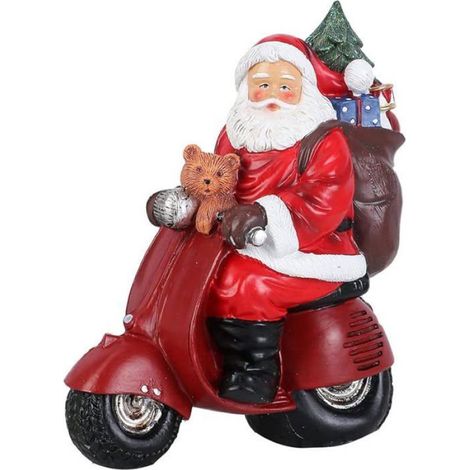 1 Figurine Père Noël moto résine peinte main décoration table étagère cheminée intérieur (1/5)