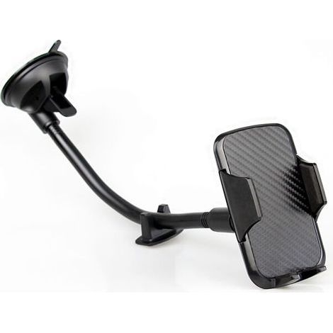 Support Téléphone Voiture Ventouse, 360° Pare-Brise Telefoon Houder Auto, tuyau rallongé de 320 mm,Noir (1/5)